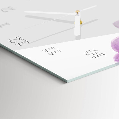 Verticale rechthoekige glazen wandklok Orchideeën