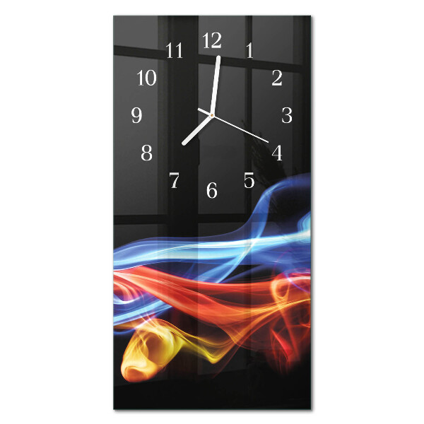 Verticale moderne glazen wandklok Abstracte rook