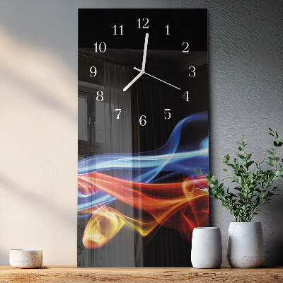 Verticale moderne glazen wandklok Abstracte rook