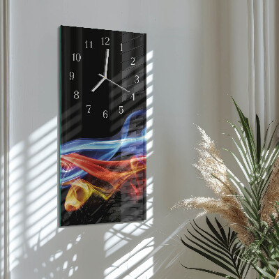 Verticale moderne glazen wandklok Abstracte rook