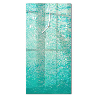 Verticale moderne glazen wandklok Water