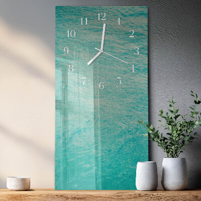 Verticale moderne glazen wandklok Water