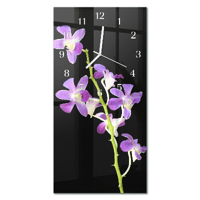 Verticale moderne glazen wandklok Bloemen