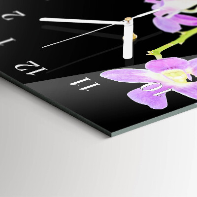 Verticale moderne glazen wandklok Bloemen