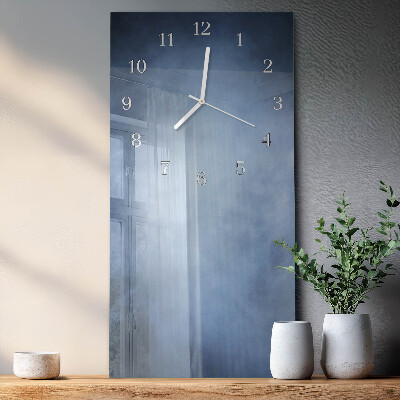 Verticale rechthoekige glazen wandklok Rook