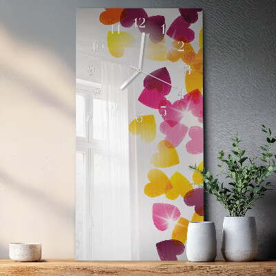 Decoratieve glazen klok verticaal Kleurrijke harten
