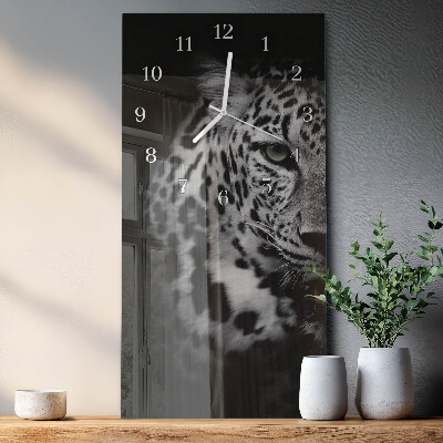 Verticale moderne glazen wandklok Tijger
