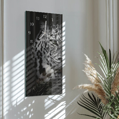 Verticale moderne glazen wandklok Tijger