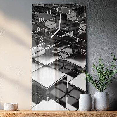 Verticale rechthoekige glazen wandklok Metalen kubussen