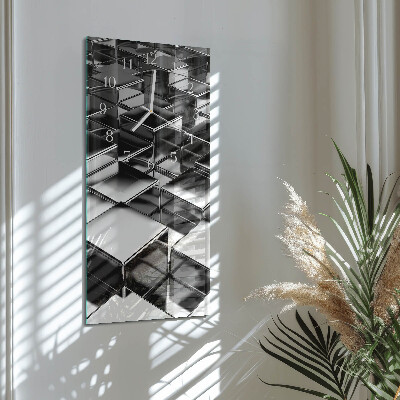 Verticale rechthoekige glazen wandklok Metalen kubussen