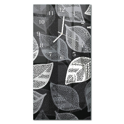 Verticale rechthoekige glazen wandklok Plantenbladeren