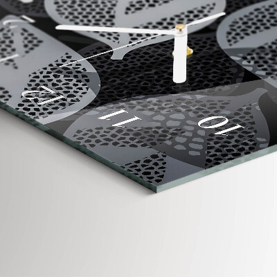 Verticale rechthoekige glazen wandklok Plantenbladeren
