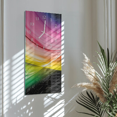 Verticale rechthoekige glazen wandklok Abstracte lijnen