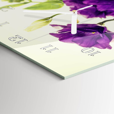 Verticale moderne glazen wandklok Bloemen