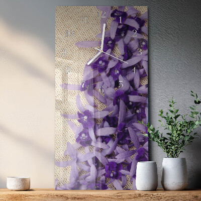 Verticale rechthoekige glazen wandklok Lavendel