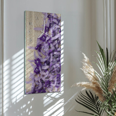 Verticale rechthoekige glazen wandklok Lavendel