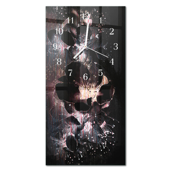 Verticale moderne glazen wandklok Bloemen
