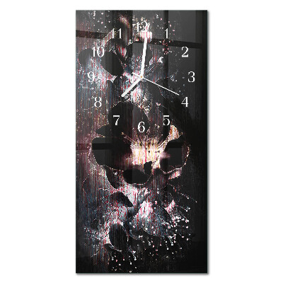 Verticale moderne glazen wandklok Bloemen