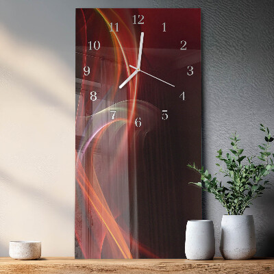 Verticale rechthoekige glazen wandklok Abstracte lijnen