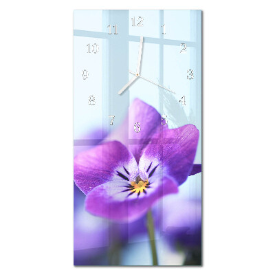 Verticale moderne glazen wandklok Bloem
