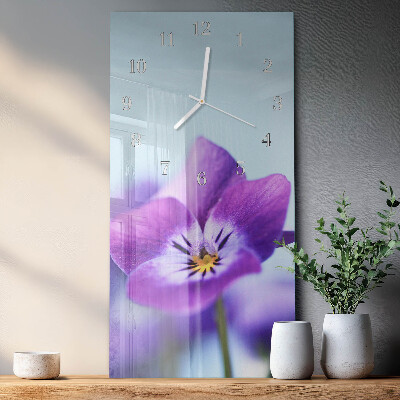 Verticale moderne glazen wandklok Bloem