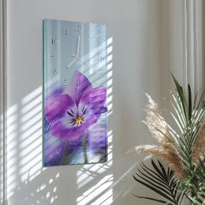 Verticale moderne glazen wandklok Bloem