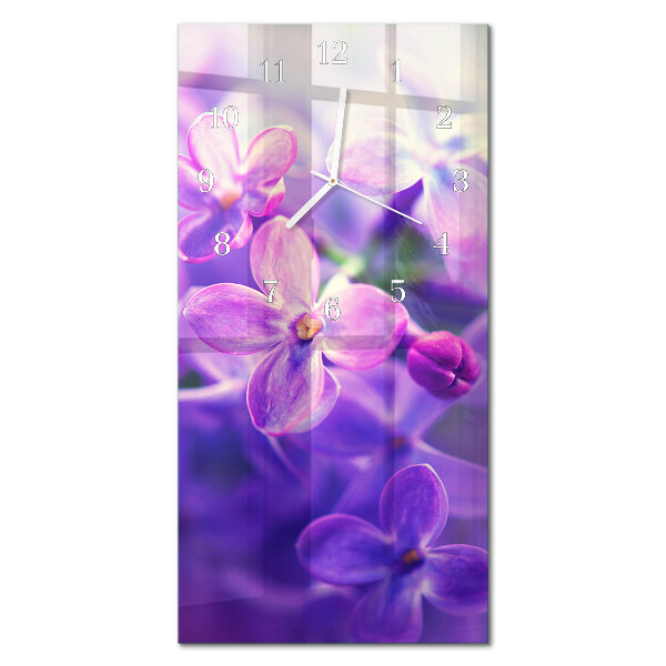 Verticale rechthoekige glazen wandklok Bloemen
