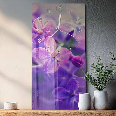 Verticale rechthoekige glazen wandklok Bloemen