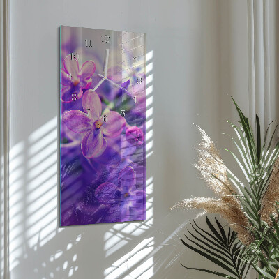 Verticale rechthoekige glazen wandklok Bloemen