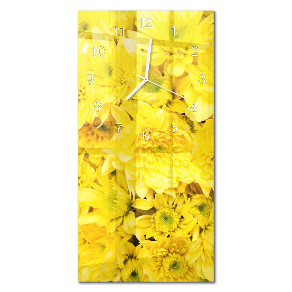 Verticale moderne glazen wandklok Bloemen