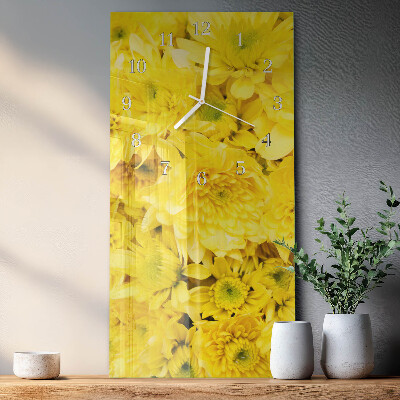 Verticale moderne glazen wandklok Bloemen
