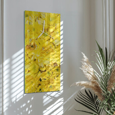 Verticale moderne glazen wandklok Bloemen