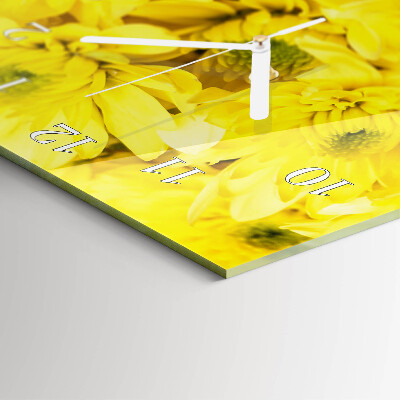 Verticale moderne glazen wandklok Bloemen