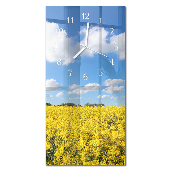 Verticale rechthoekige glazen wandklok Veld