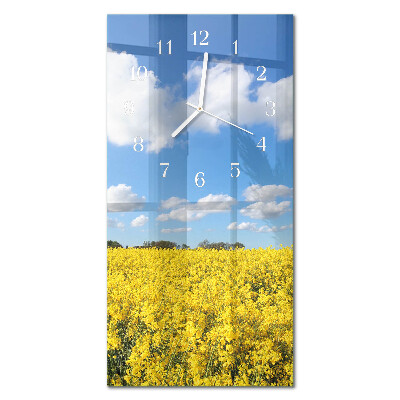 Verticale rechthoekige glazen wandklok Veld