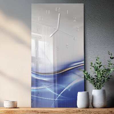 Verticale moderne glazen wandklok Abstracte lijnen