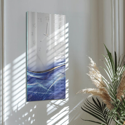 Verticale moderne glazen wandklok Abstracte lijnen