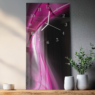 Verticale moderne glazen wandklok Abstracte lijnen