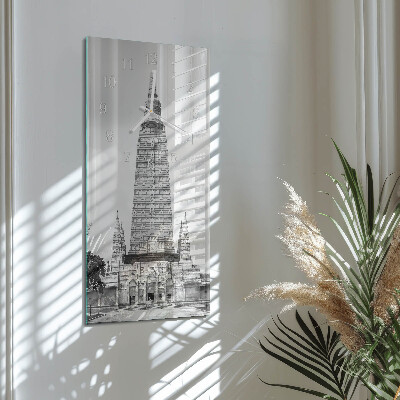 Verticale rechthoekige glazen wandklok Perspectieven