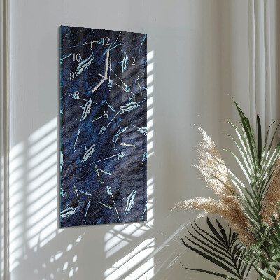 Verticale moderne glazen wandklok Vis
