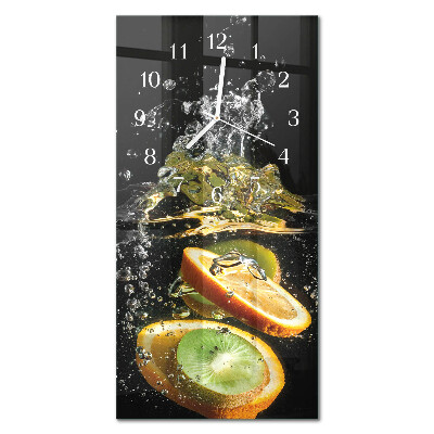 Verticale moderne glazen wandklok Fruitwater