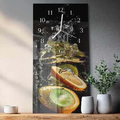 Verticale moderne glazen wandklok Fruitwater