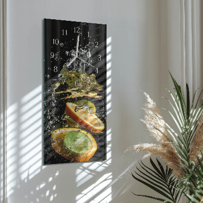 Verticale moderne glazen wandklok Fruitwater