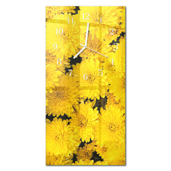 Verticale moderne glazen wandklok Bloemen