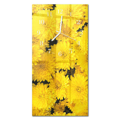 Verticale moderne glazen wandklok Bloemen