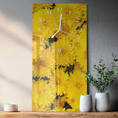 Verticale moderne glazen wandklok Bloemen