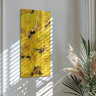 Verticale moderne glazen wandklok Bloemen