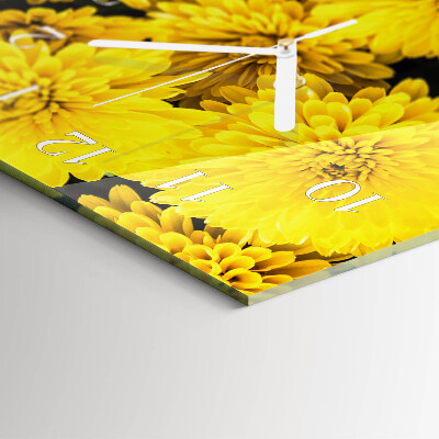Verticale moderne glazen wandklok Bloemen