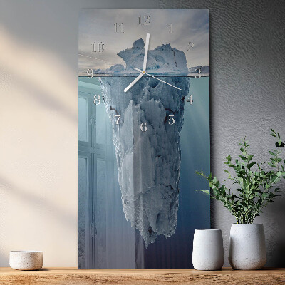 Verticale moderne glazen wandklok Gletsjer