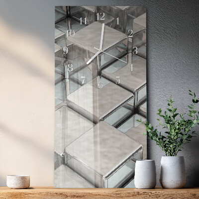 Verticale rechthoekige glazen wandklok Dobbelstenen
